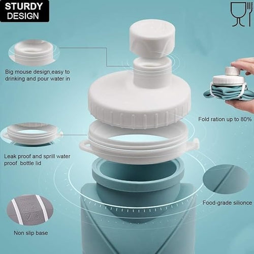 Foldable Silicone Water Bottle 610ml – Leakproof